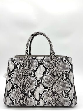 Michael Kors Laila Medium Snakeskin Leather Satchel Bag - Aluminum